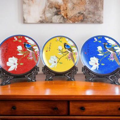 BỘ BA ĐĨA CẢNH HỌA TIẾT HOA LAN CAO CẤP